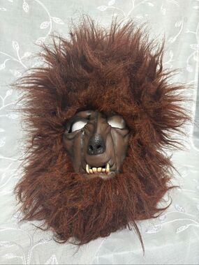 Vintage 1996 Paper Magic Group Werewolf Wolf Man Mask Brown Hair Halloween